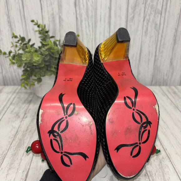 Womens Size 7 Poetic Licence Playland Cherry Peep Toe EUC - Picture 8 of 9